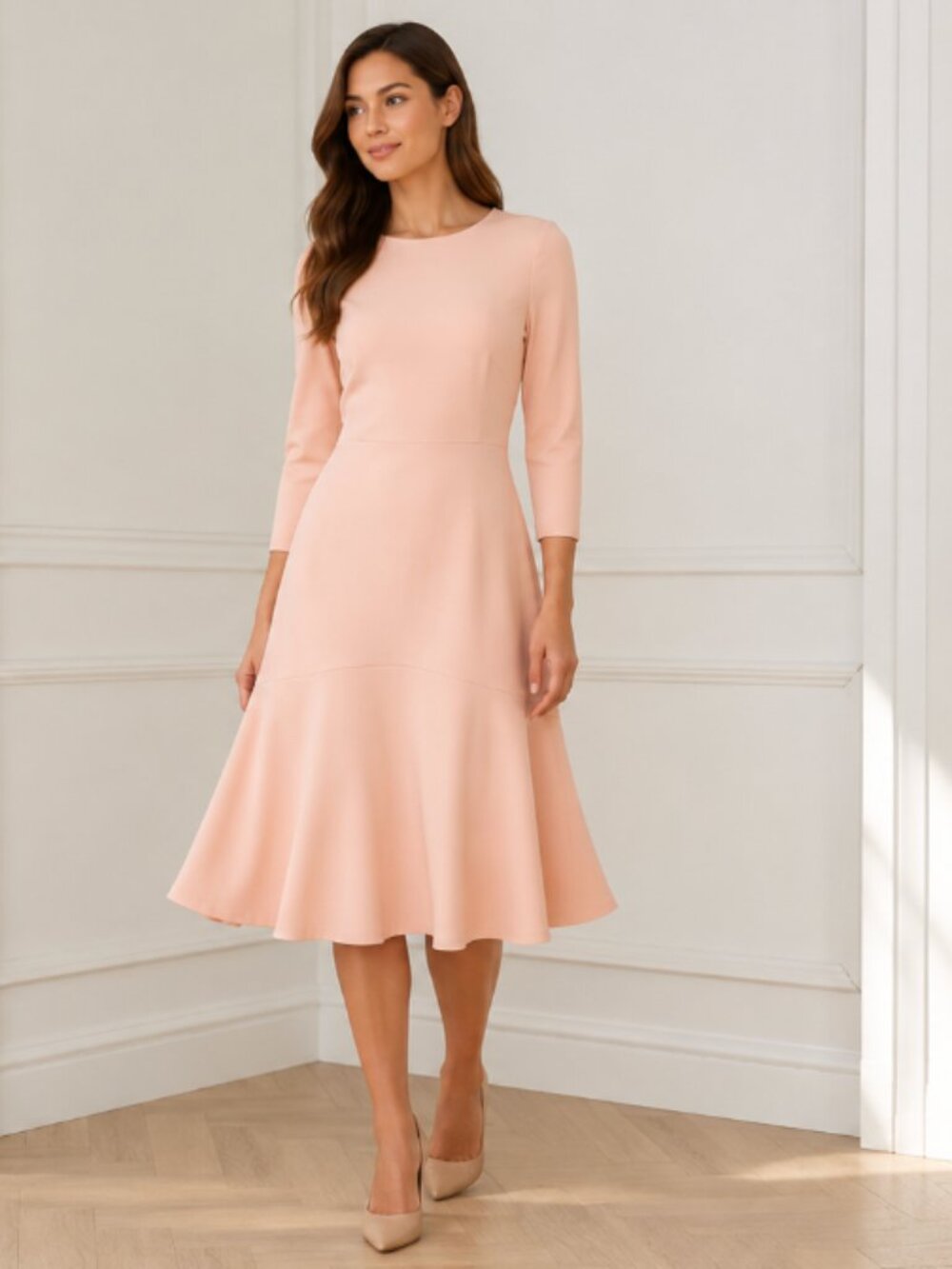 Ralph Lauren Pink Peach Crepe Dress NEW